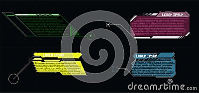 set of modern frames, callouts for user menu interface elements in futuristic HUD style. Stock Photo